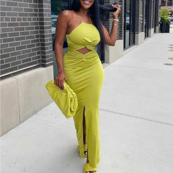 Fashion Nova Size Large lime/olive Women’s spaghetti strap summer dress. - Picture 1 of 4